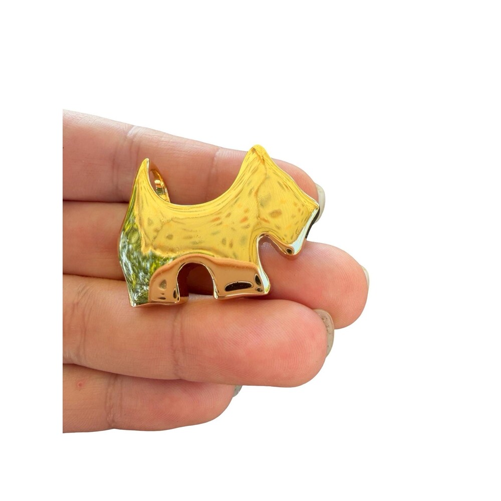 Vintage Jewelry Gold Tone Scotty Dog Brooch Scottish Terrier Pendant - Picture 2 of 3